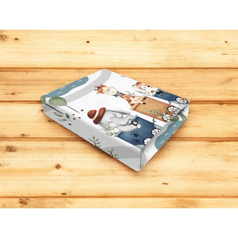 MimiNu Cearceaf cu elastic pentru patut 120X60 cm din bumbac Design Zoo in train