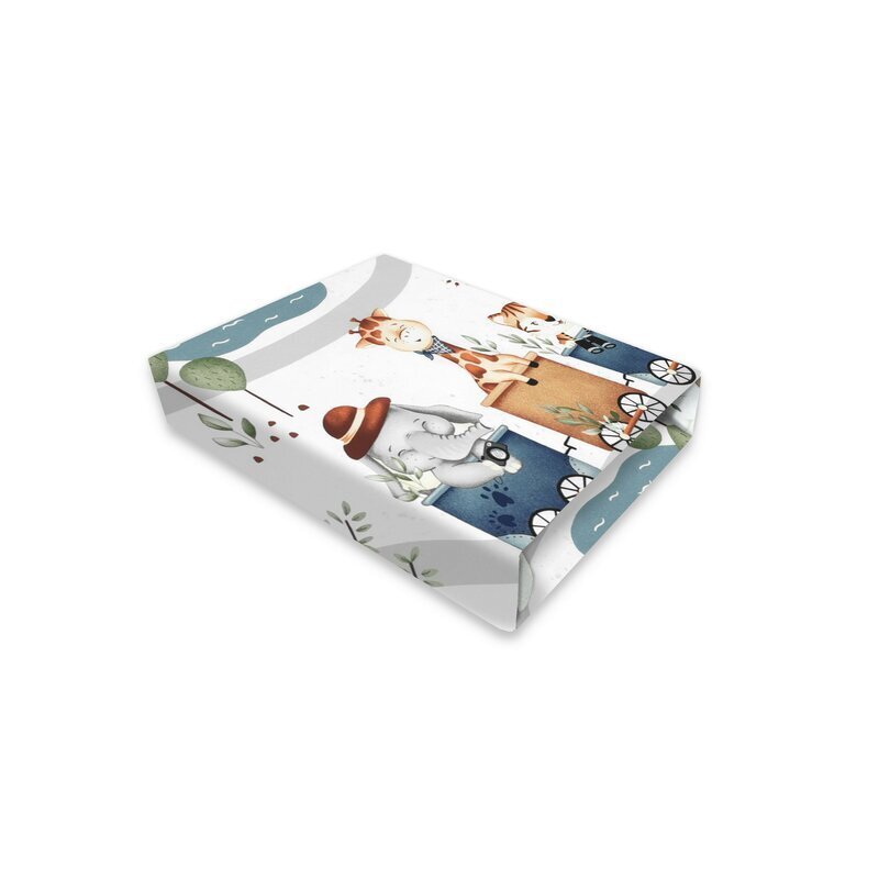 MimiNu Cearceaf cu elastic pentru patut 120X60 cm din bumbac Design Zoo in train