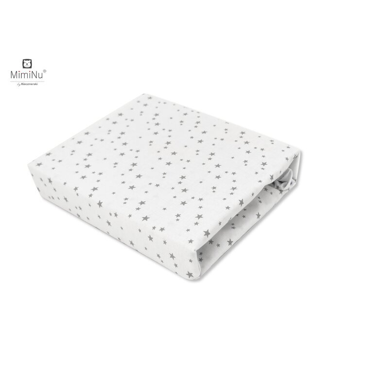 MimiNu Cearceaf cu elastic pentru patut 140X70 cm din bumbac Mini Gray Stars