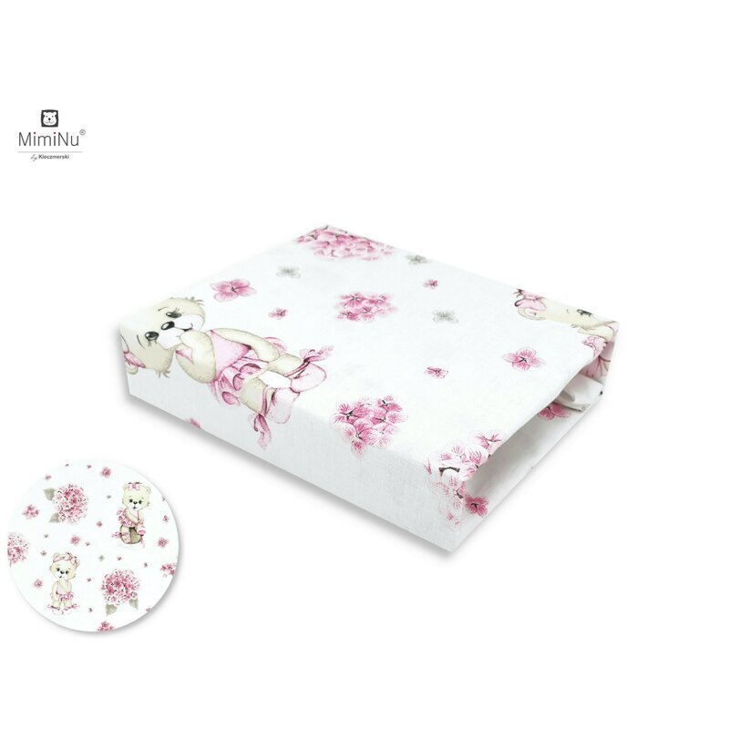 MimiNu Cearceaf cu elastic pentru patut 90x40 cm din bumbac Design Pink Ballerina