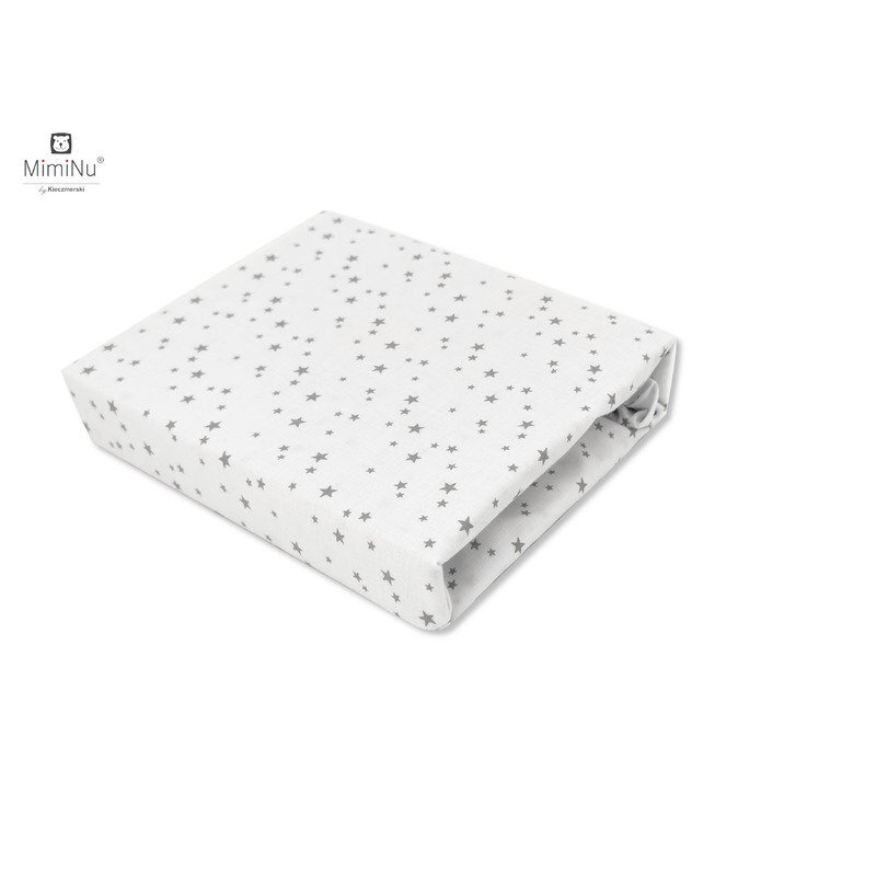 MimiNu Cearceaf cu elastic pentru patut 90x40 cm din bumbac Mini Gray Stars