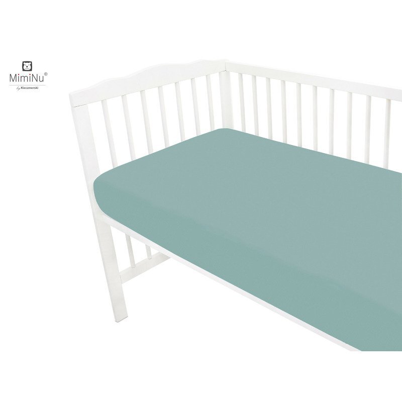 MimiNu Cearceaf cu elastic pentru patut 90x40 cm din bumbac Royal Nepal Green