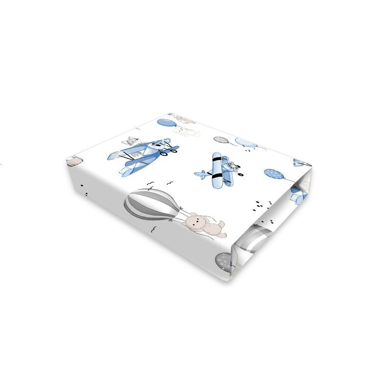 MimiNu Cearceaf cu elastic pentru patut co-sleeper Leonie 83x50 cm din bumbac blue plane