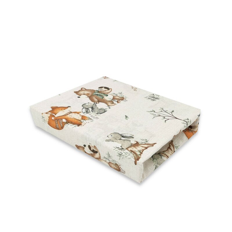 MimiNu Cearceaf cu elastic pentru patut co-sleeper Timon 87x51 cm din bumbac Design Time for fun