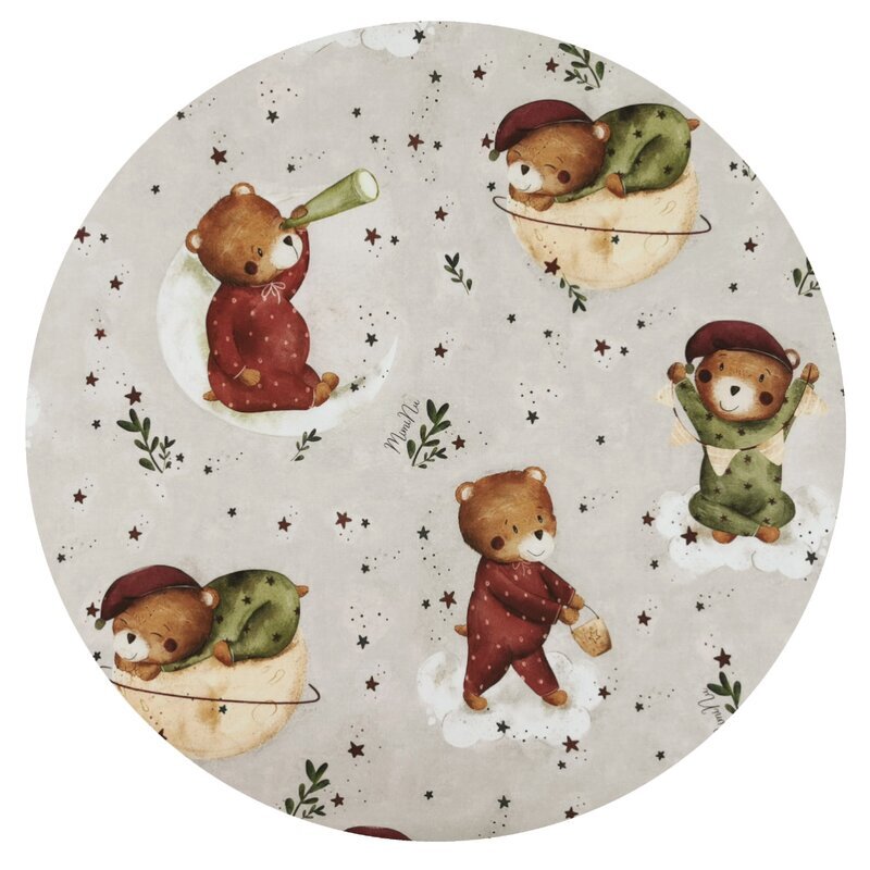 MimiNu Cearceaf cu elastic pentru patut co-sleeper Vera 89x51 cm din bumbac Teddy Bear On Moon