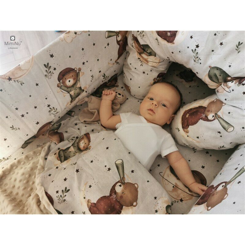 MimiNu Cearceaf cu elastic pentru patut co-sleeper Vera 89x51 cm din bumbac Teddy Bear On Moon
