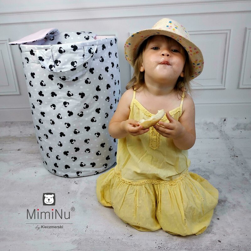 MimiNu Cos rotund pentru depozitare jucarii 35x50 cm Childrens Journey Grey