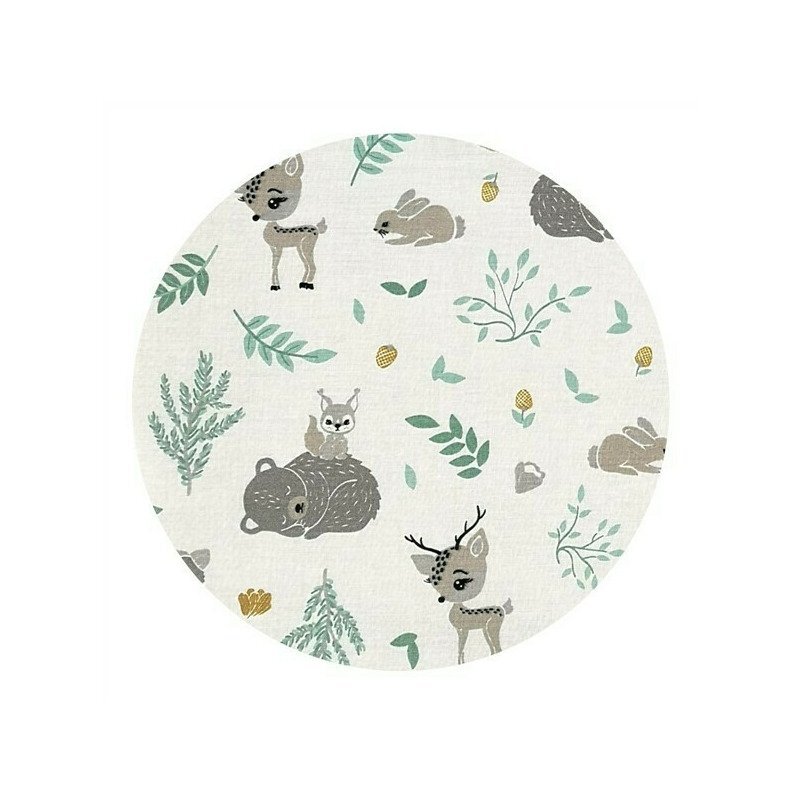 MimiNu Halat de baie cu urechi din bumbac si thermo fleece Forest Friends Mint