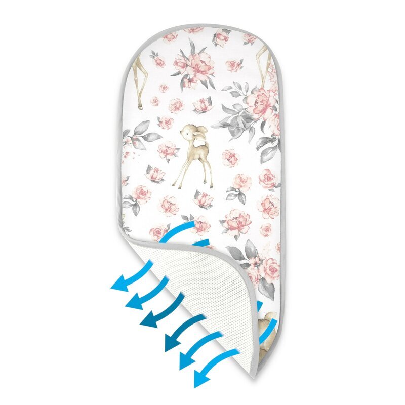 MimiNu Insertie pentru landou din plasa 3D Sweet Deer Pink