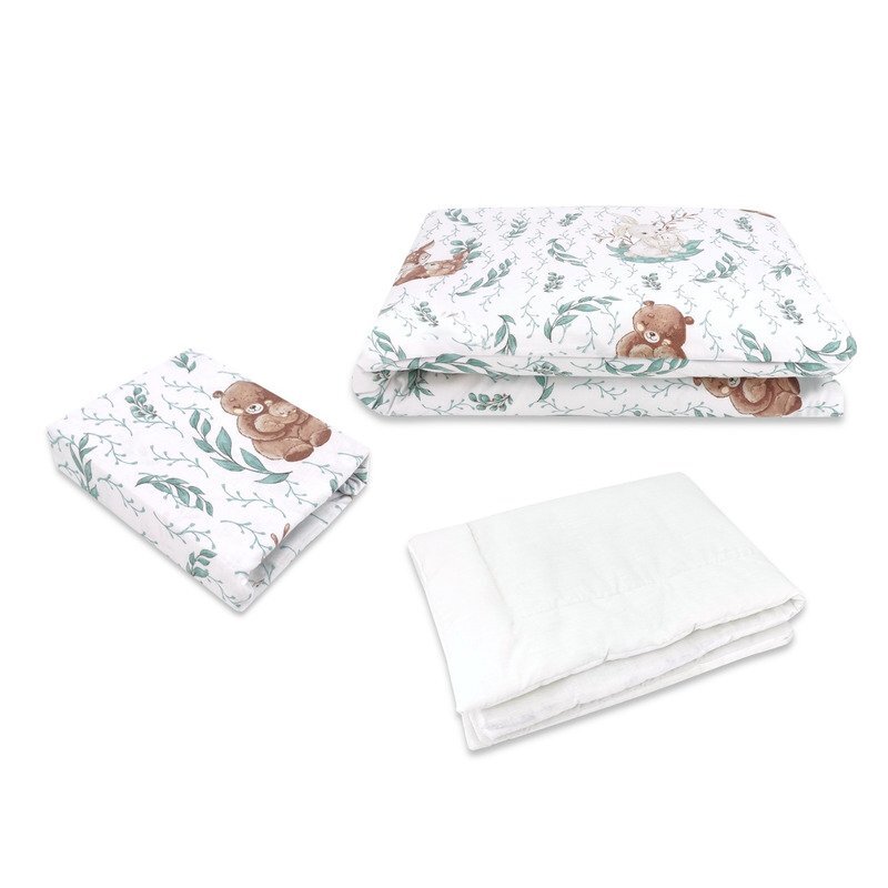 MimiNu Lenjerie patut 3 piese din bumbac 120x60 cm Lulu Natura