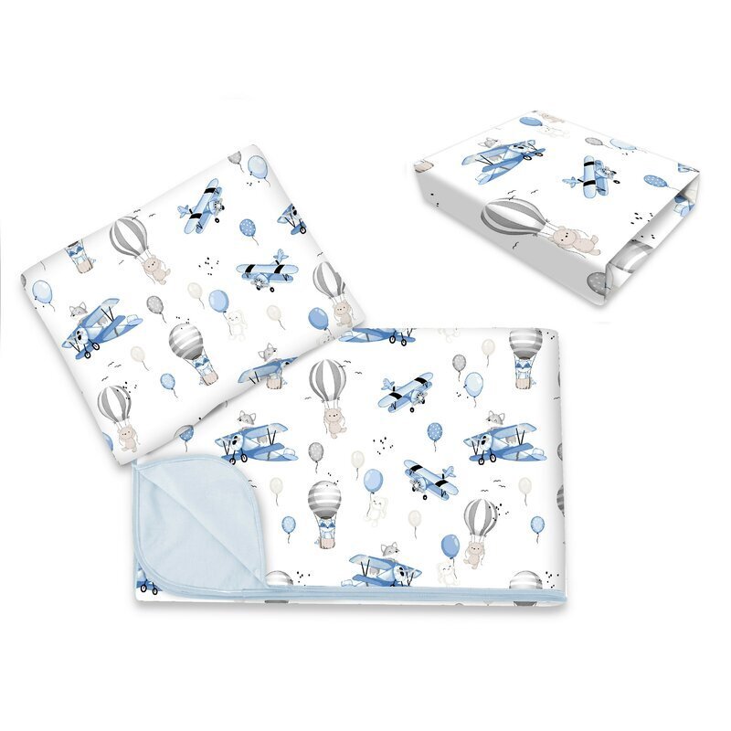MimiNu Lenjerie patut cu 3 piese 120x60 cm blue plane
