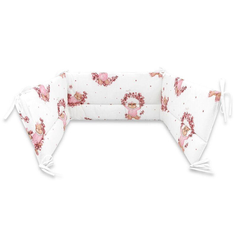 MimiNu Lenjerie patut cu 3 piese pentru patut 120x60 cm cu protectie laterala din bumbac Design Betty