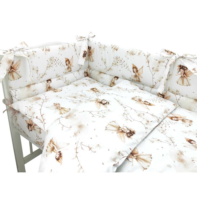 MimiNu Lenjerie patut cu 3 piese pentru patut 120x60 cm din bumbac Fairy