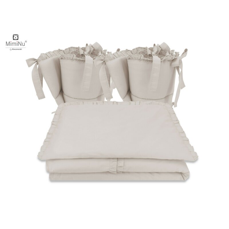 MimiNu Lenjerie patut cu 4 piese din bumbac protectii laterale 120x60 cm Colectia Royal Beige