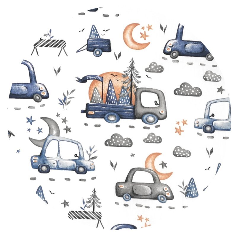 MimiNu Lenjerie patut cu 5 piese 120x60 cm din bumbac Cars Grey
