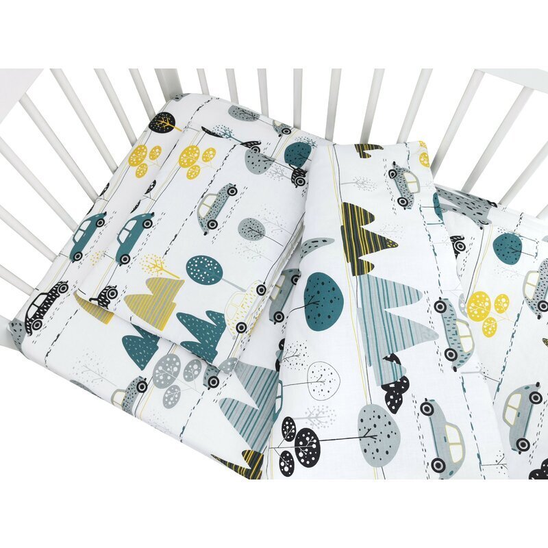 MimiNu Lenjerie patut cu 5 piese 120x60 cm din bumbac Childrens Journey