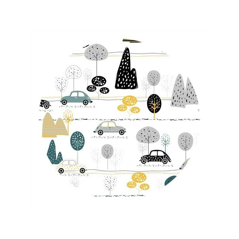 MimiNu Lenjerie patut cu 5 piese 120x60 cm din bumbac Childrens Journey