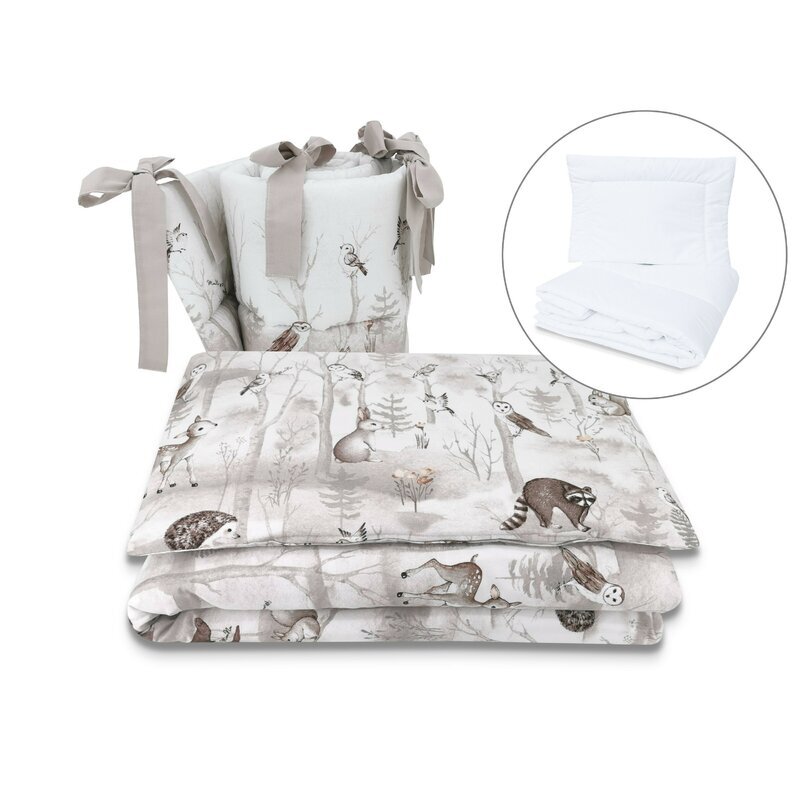MimiNu Lenjerie patut cu 5 piese 120x60 cm din bumbac Design Woodland