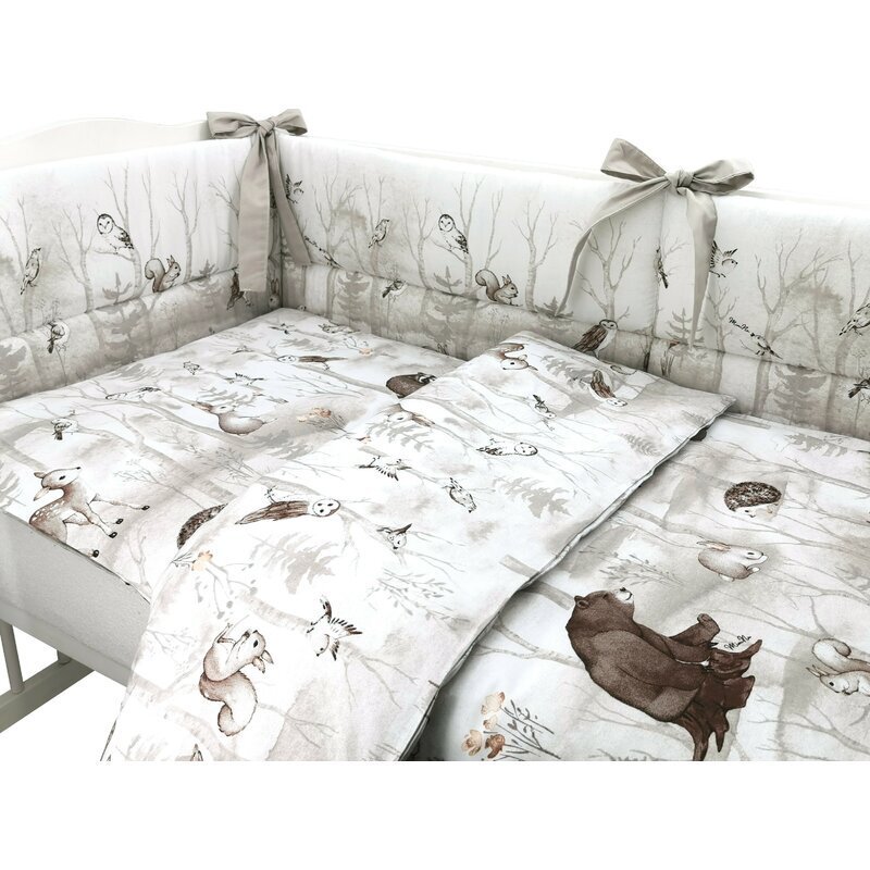 MimiNu Lenjerie patut cu 5 piese 120x60 cm din bumbac Design Woodland