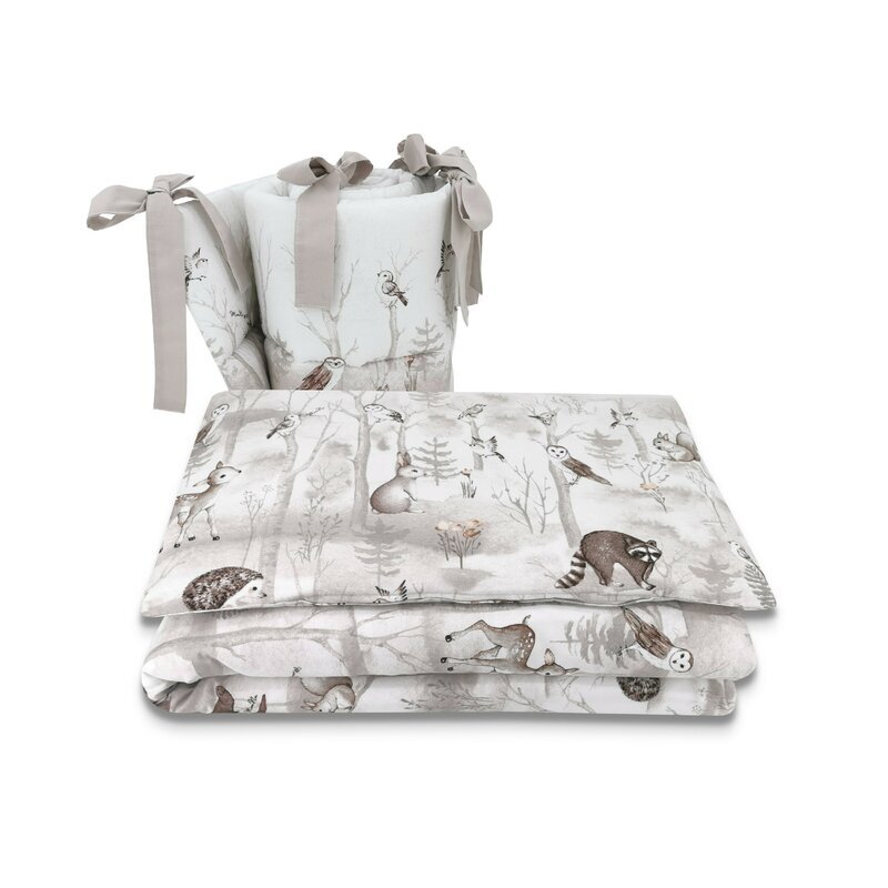 MimiNu Lenjerie patut cu 5 piese 120x60 cm din bumbac Design Woodland