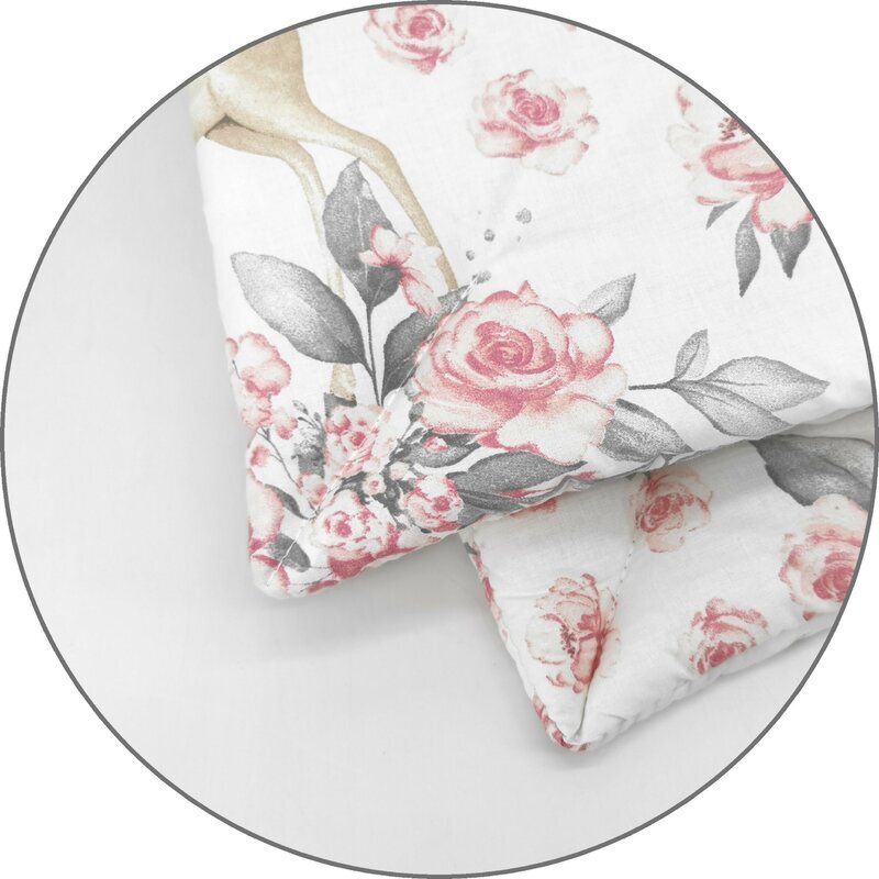 MimiNu Lenjerie patut cu 5 piese 120x60 cm din bumbac Sweet Deer Pink