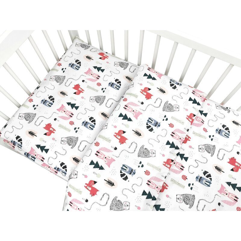MimiNu Lenjerie patut cu 5 piese pentru patut 120x60 cm din bumbac Design Fox