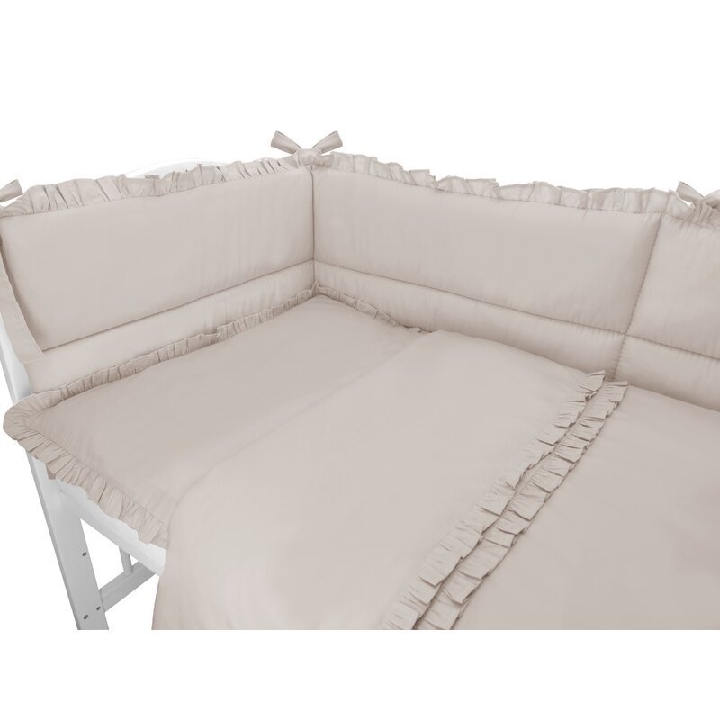 MimiNu Lenjerie pentru patut cu 3 piese Colectia Royal Beige cu volanase 120x60 cm