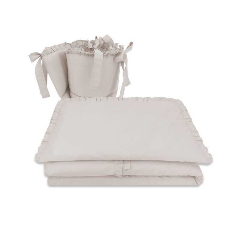 MimiNu Lenjerie pentru patut cu 3 piese Colectia Royal Beige cu volanase 120x60 cm