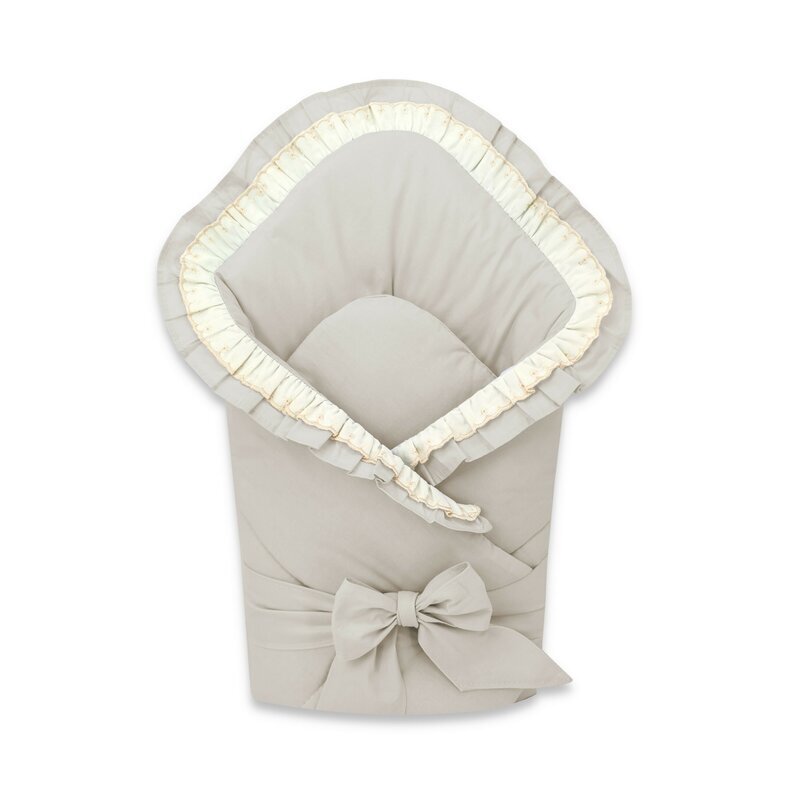 MimiNu Paturica de infasat cu volanase si dantela 75x75 cm Beige