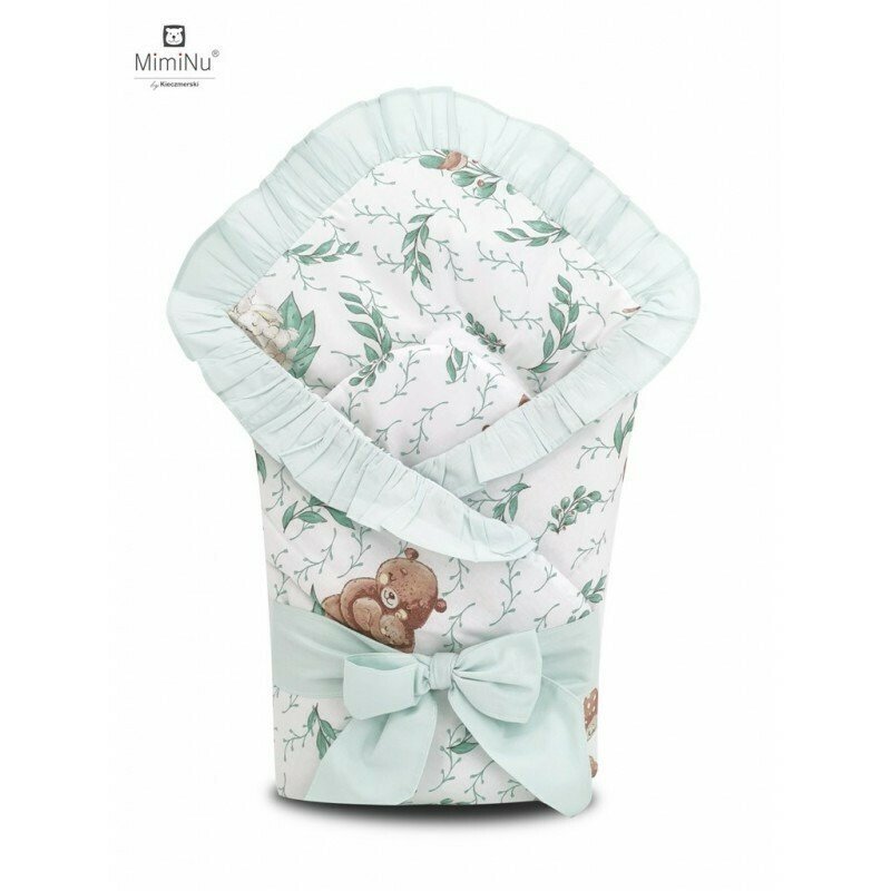 MimiNu Paturica de infasat multifunctionala cu volanase 75x75 cm Lulu NaturalMint