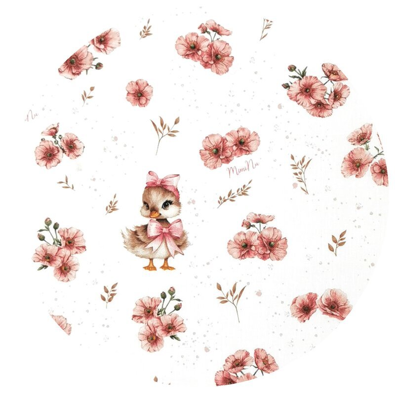 MimiNu Paturica pentru scoica si carucior cu gluga si urechi 90x90 cm Ducklings Powdery Pink