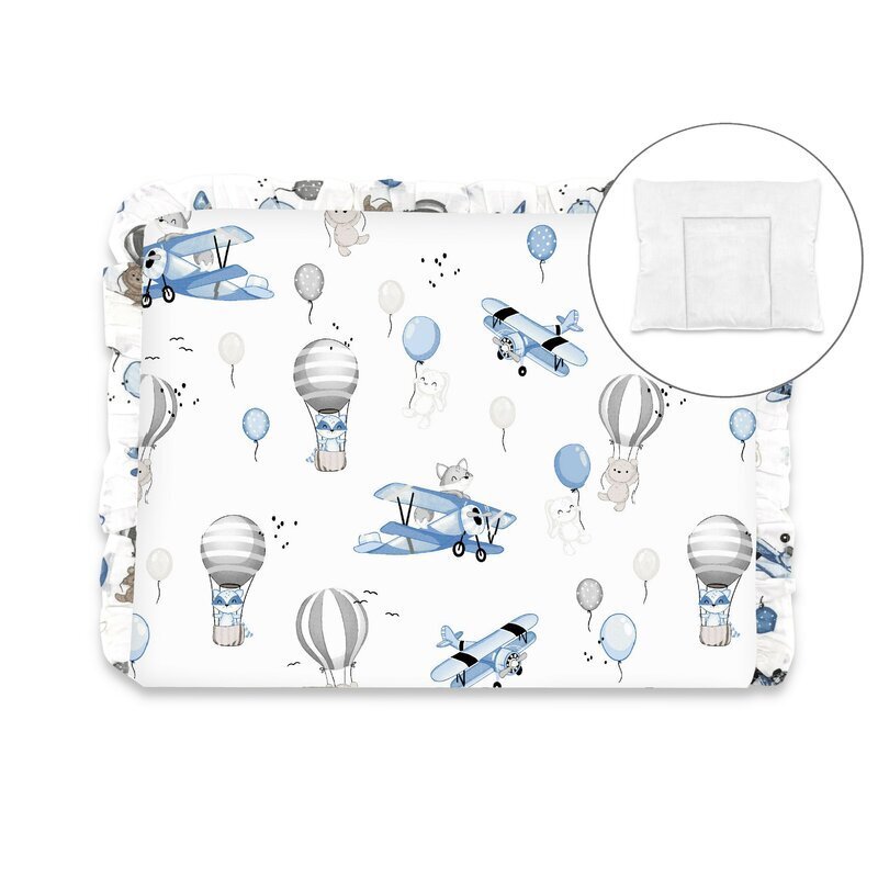 MimiNu Perna clasica de dormit cu husa detasabila cu fermoar din bumbac 30x40 cm blue plane