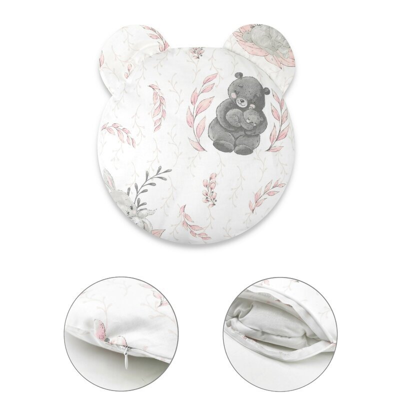 MimiNu Perna ergonomica Ursulet cu husa detasabila cu fermoar Lulu Rose