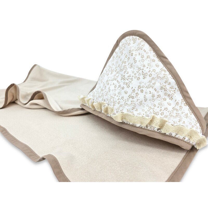 MimiNu Prosop cu gluga Premium cu volanas si dantela 100x100 cm Meadow