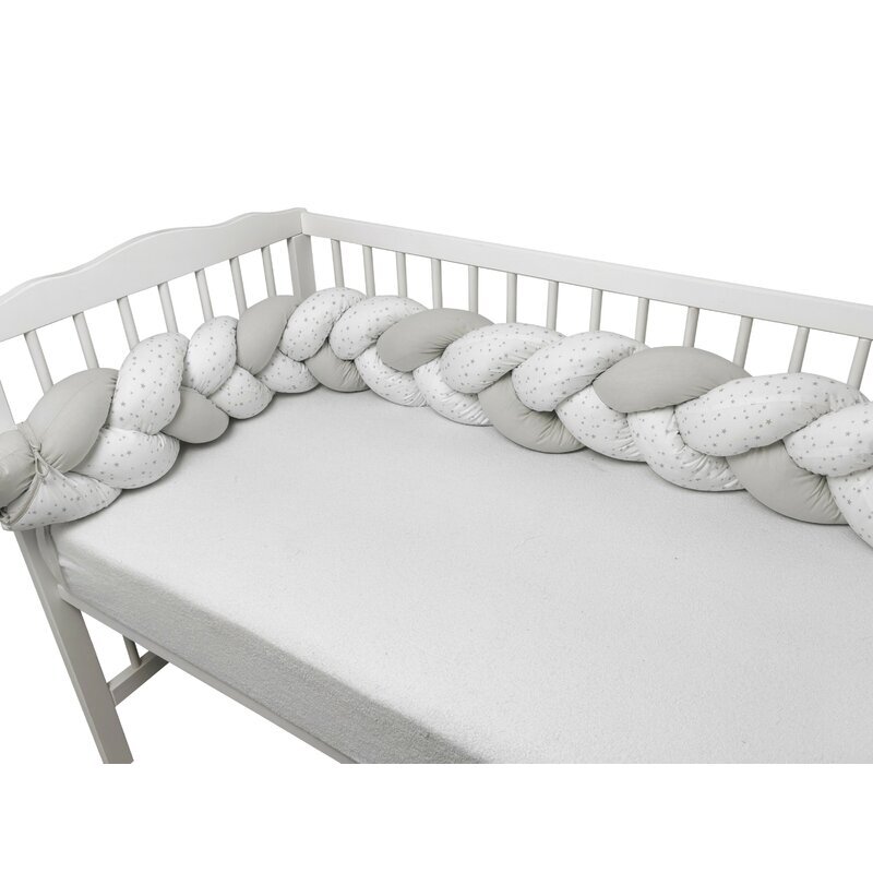 MimiNu Protectie laterala pentru patut tip bumper impletit 220 cm mini gray stars