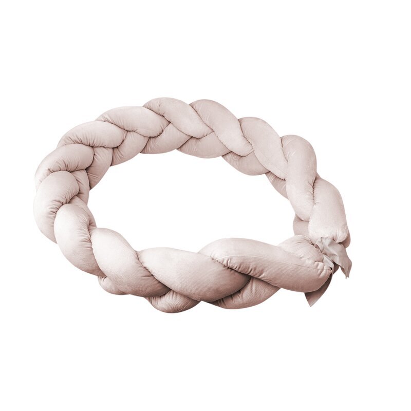 MimiNu Protectie laterala pentru patut tip bumper impletit 220x23 cm Beige Pink