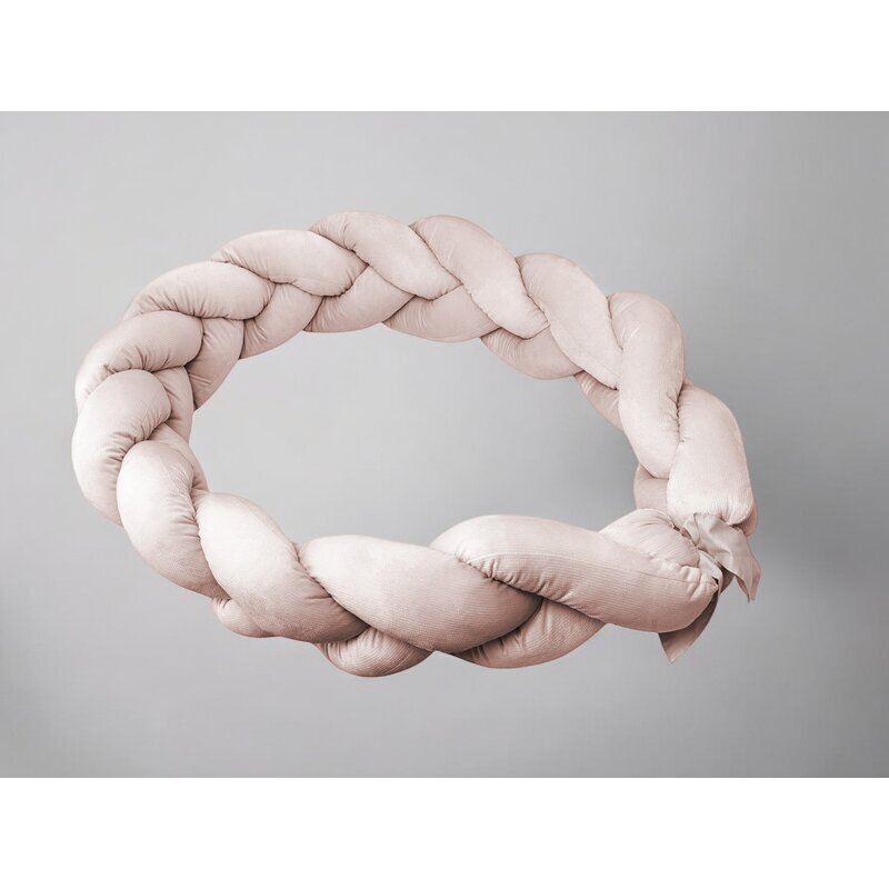 MimiNu Protectie laterala pentru patut tip bumper impletit 220x23 cm Beige Pink