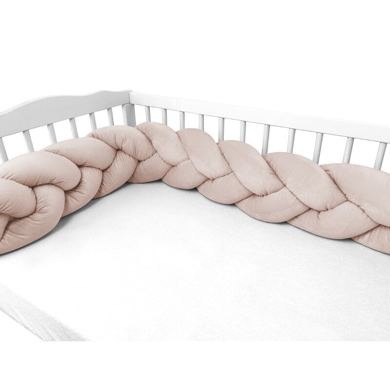MimiNu Protectie laterala pentru patut tip bumper impletit 220x23 cm Beige Pink
