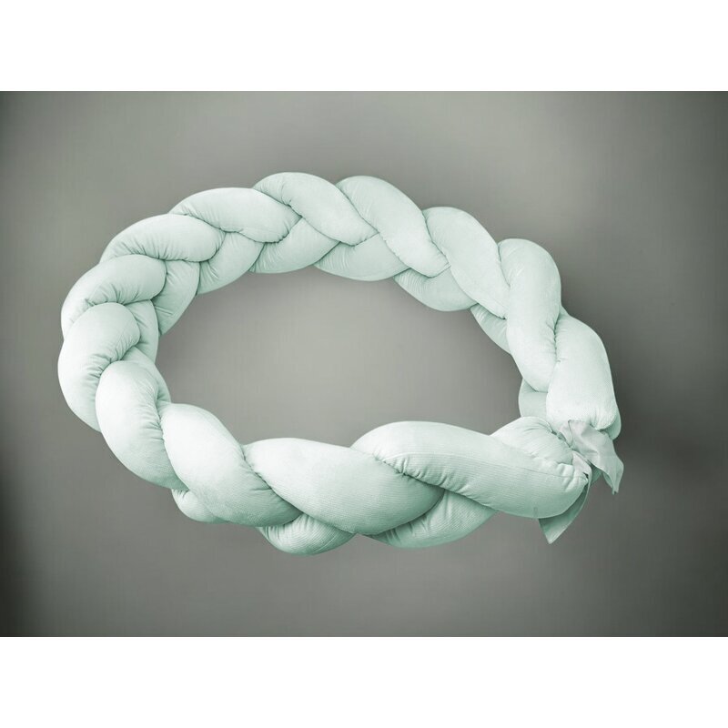 MimiNu Protectie laterala pentru patut tip bumper impletit 220x23 cm Cold Mint