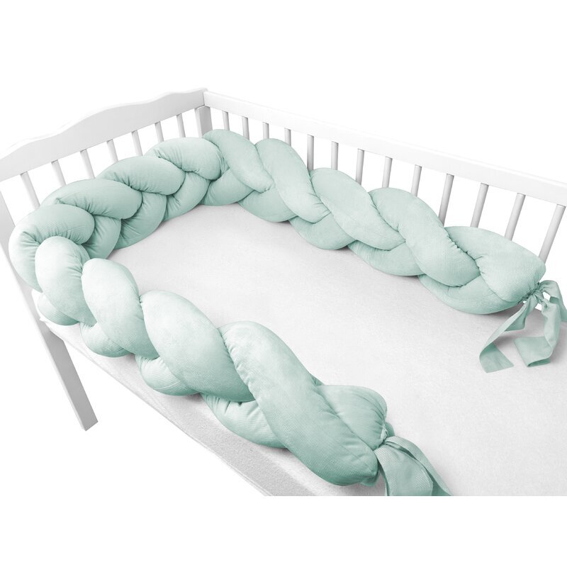 MimiNu Protectie laterala pentru patut tip bumper impletit 220x23 cm Cold Mint