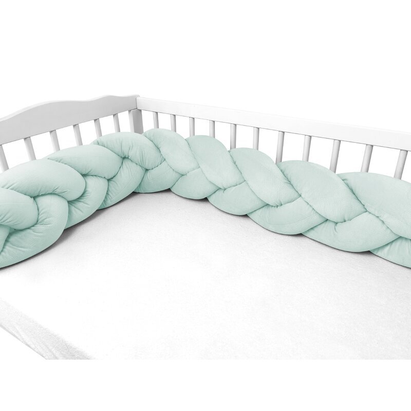 MimiNu Protectie laterala pentru patut tip bumper impletit 220x23 cm Cold Mint