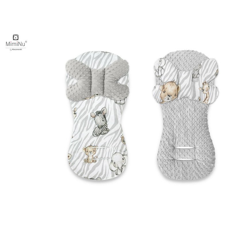 MimiNu Protectie textila pentru carucior si scaun auto cu perna Butterfly Minky Safari Natural