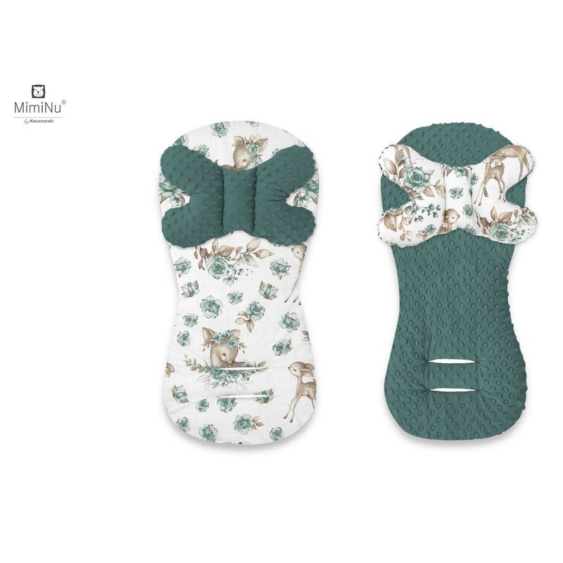 MimiNu Protectie textila pentru carucior si scaun auto cu perna Butterfly Minky Sweet Deer Mint