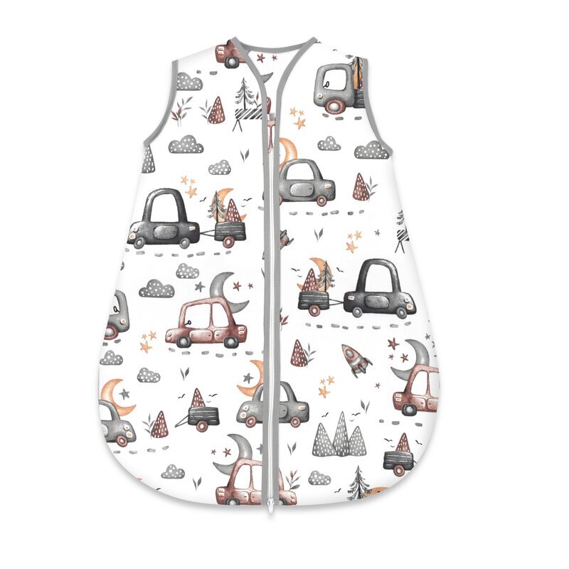 MimiNu Sac de dormit Cars Grey de iarna din bumbac cu fermoar 70 cm 0-6 luni 2.5 tog