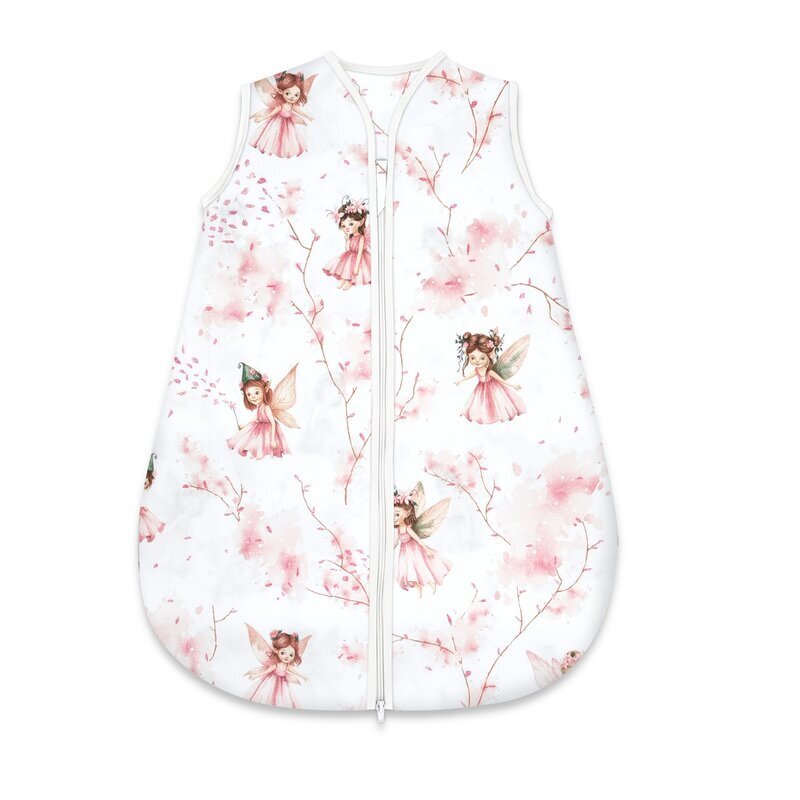 MimiNu Sac de dormit Fairy Pink de iarna din bumbac cu fermoar 70 cm 0-6 luni 2.5 tog