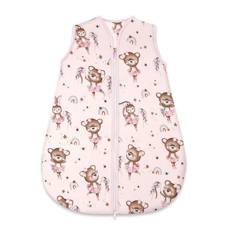 MimiNu Sac de dormit Little Ballerina Pink de iarna din bumbac cu fermoar 70 cm 0-6 luni 2.5 tog