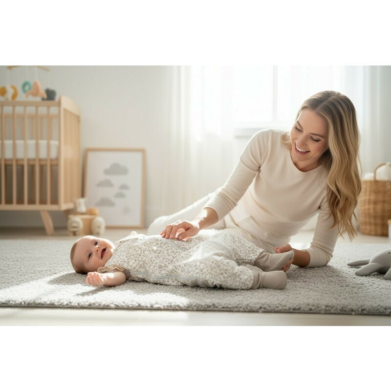 MimiNu Sac de dormit Premium din bumbac cu picioruse 90 cm marimea S Meadow