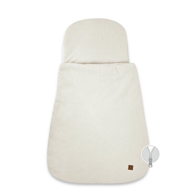 MimiNu Sac de dormit Soft Beige multifunctional pentru patut landou sau cosulet din bumbac interlock