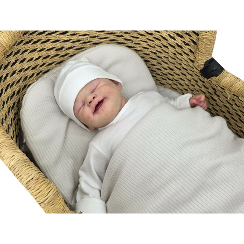 MimiNu Sac de dormit Soft Beige multifunctional pentru patut landou sau cosulet din bumbac interlock