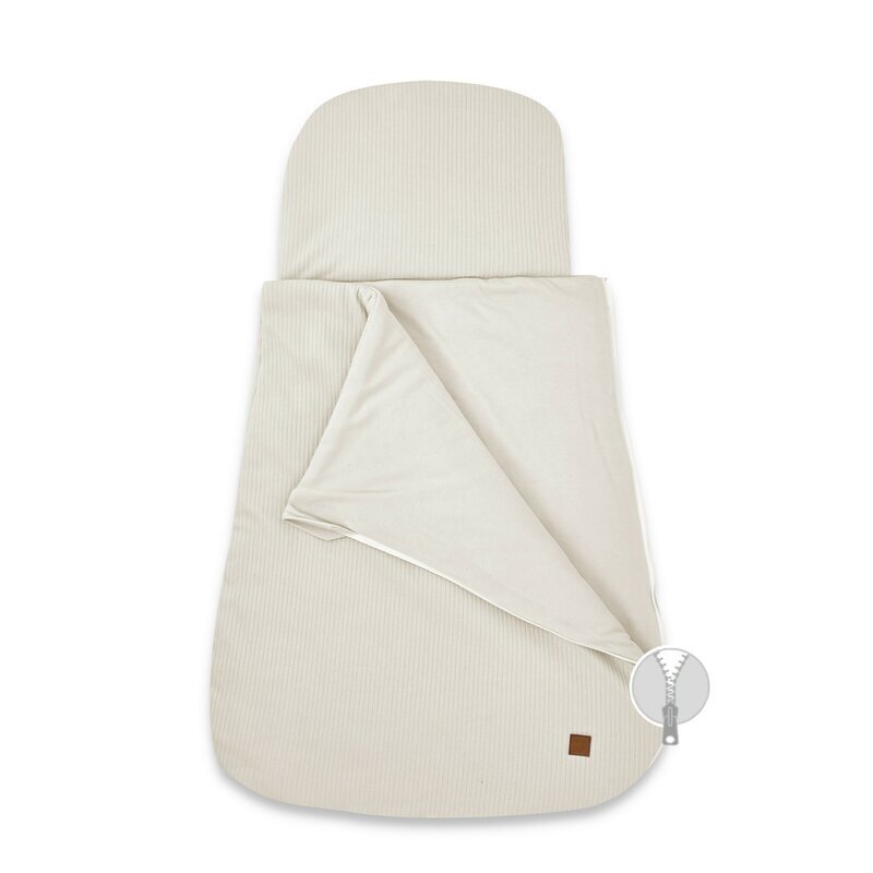MimiNu Sac de dormit Soft Beige multifunctional pentru patut landou sau cosulet din bumbac interlock
